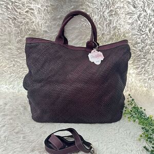 Chic Leather Made in Italy Burgundy Woven Leather Large‎ Hand/ Shoulder Bag NEW